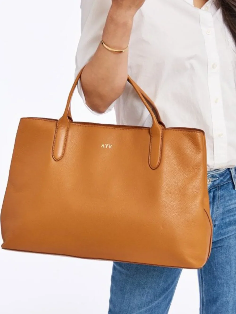 Leather Carryall / Work tote Handbag